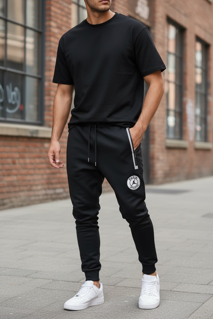 Pantaloni Trening Negri Conici L1129