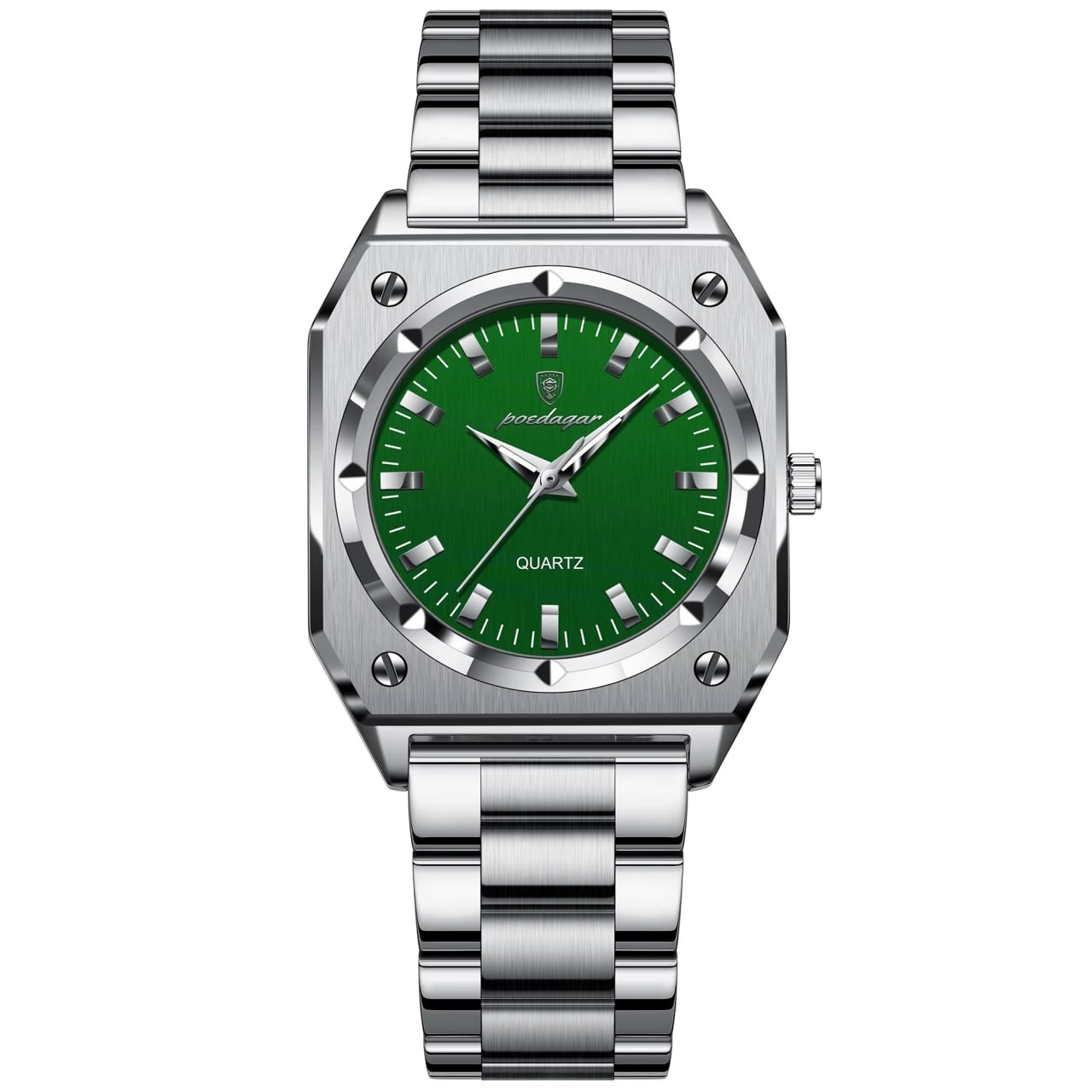 Ceas Poedagar Dama Argintiu Cadran Verde