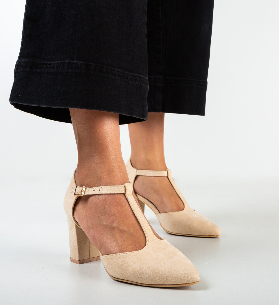 Pantofi Serio Bej cu Toc Elegant