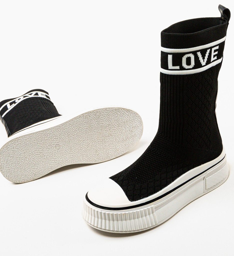 Sneakers Lovee Negri | Stil Urban Confortabil - imagine 5