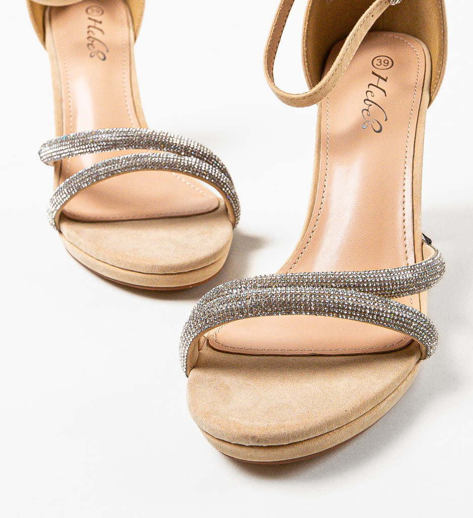 Sandale Carter Bej Elegante cu Toc - imagine 6