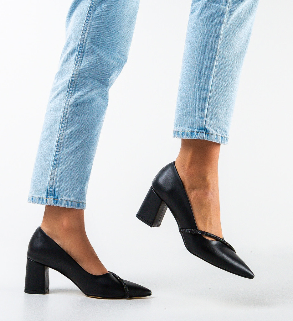 Pantofi Lewis Negre Eleganți cu Toc - imagine 2