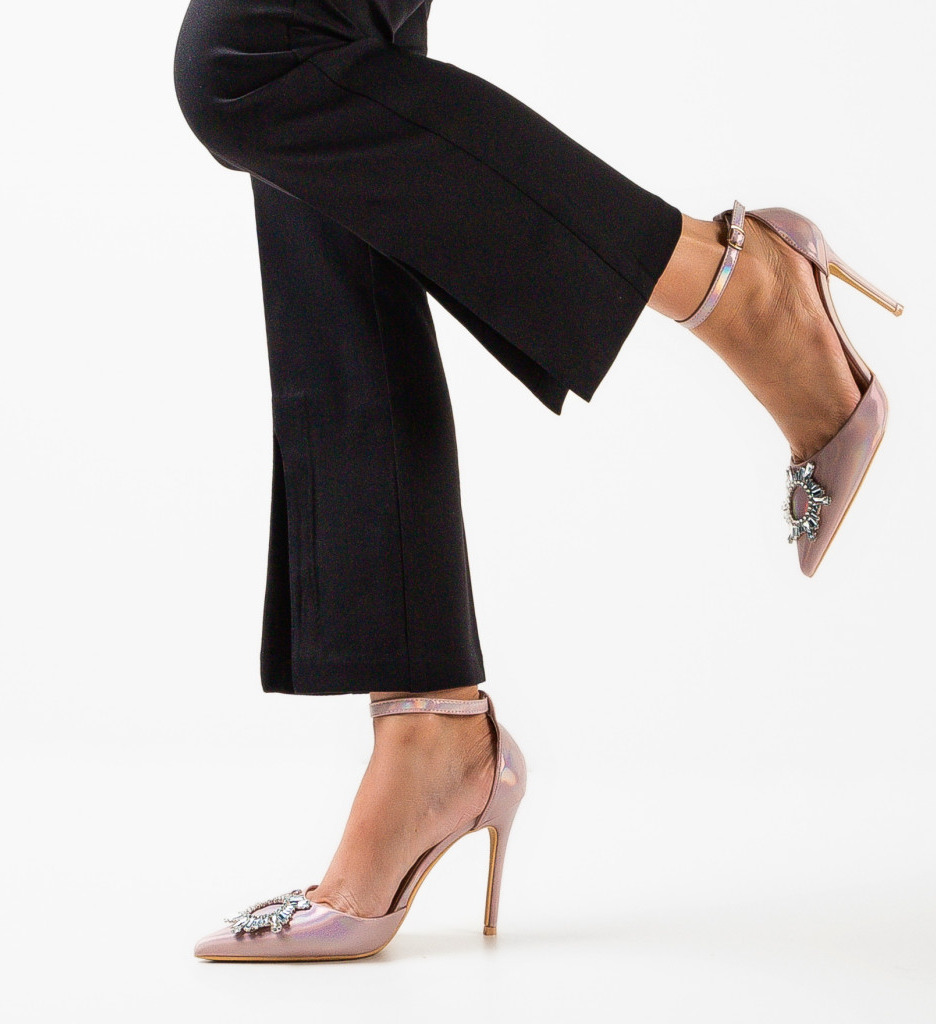 Pantofi Honor Roz cu Toc Eleganți - imagine 2