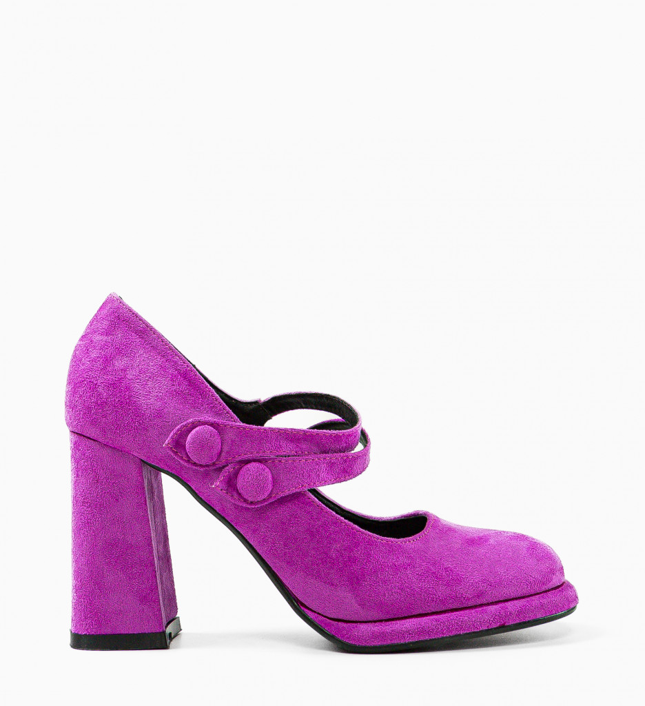 Pantofi Dama Vintage Mov Eleganți cu Toc - imagine 4