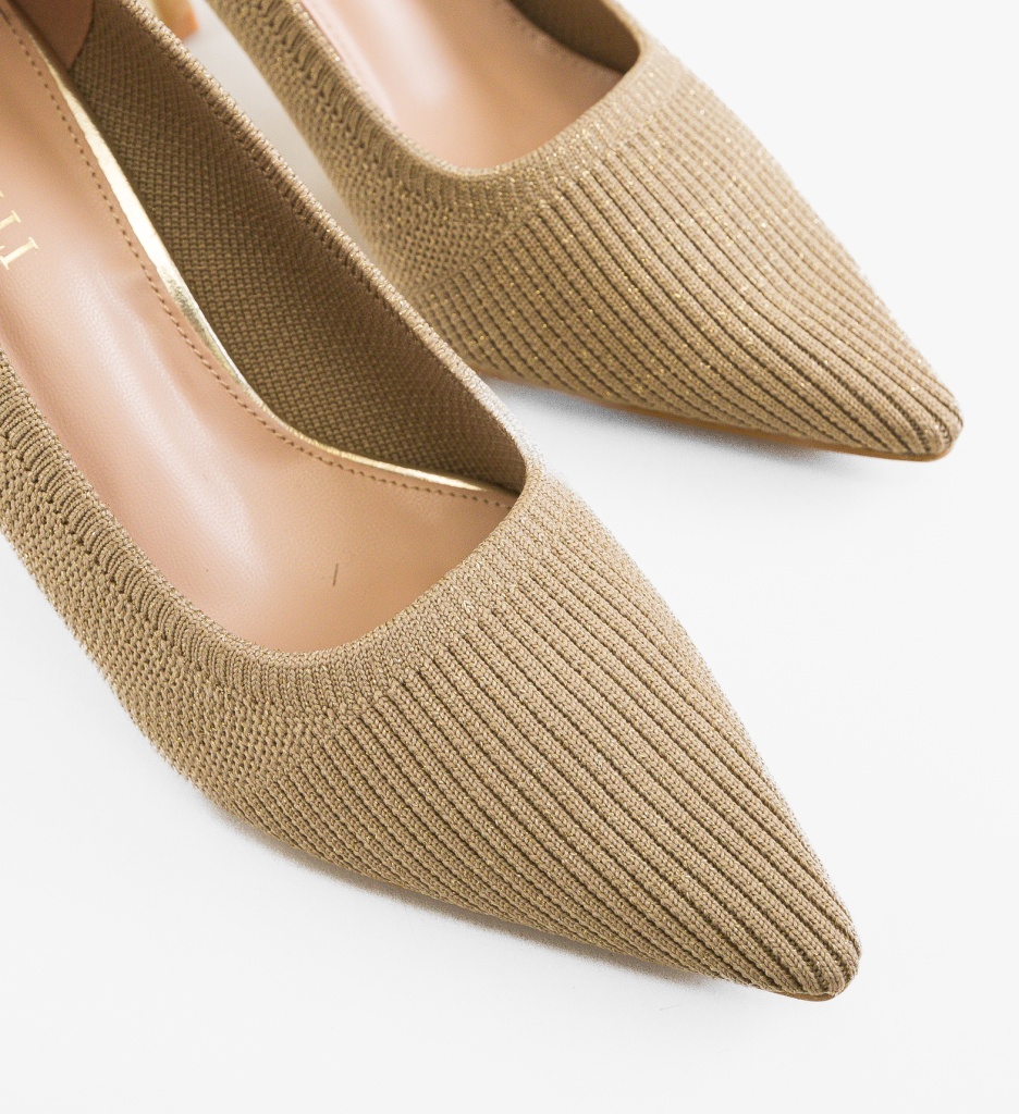 Pantofi Dama Verzar Aurii cu Toc Elegant - imagine 5