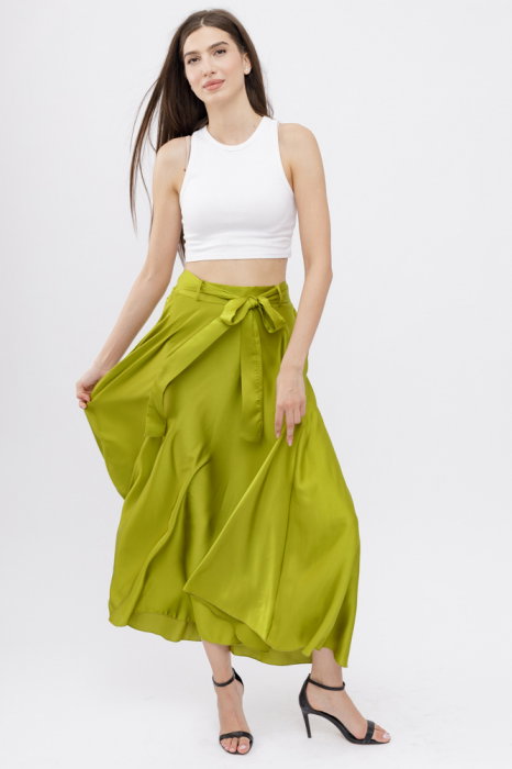 Fusta clos verde oliv satin Shopika