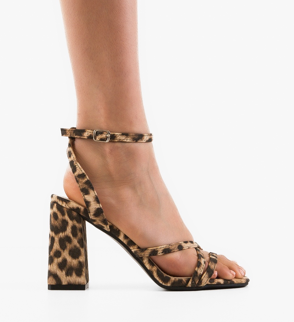 Sandale cu Toc Franklin Animal Print | Eleganță Urbană - imagine 6
