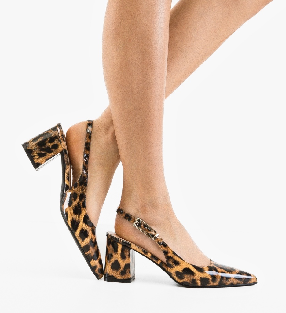 Pantofi dama Kan Print eleganți cu toc - imagine 4