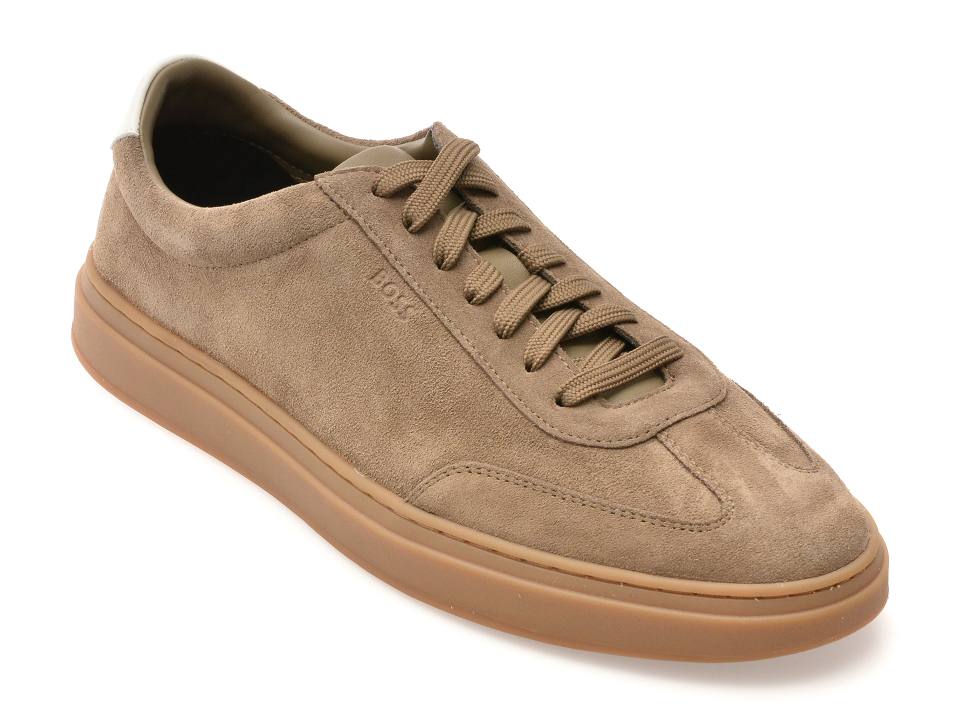 Pantofi BOSS kaki din piele întoarsă