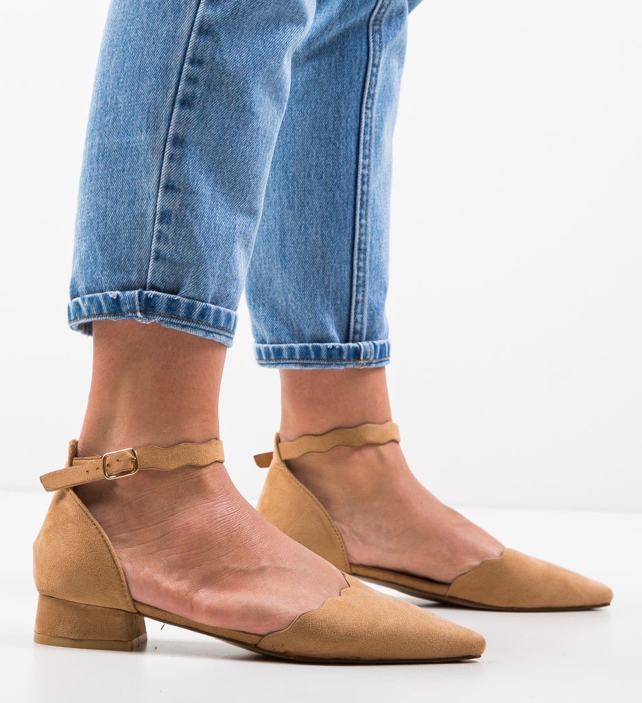 Pantofi Wood Camel cu toc elegant - Stil rafinat
