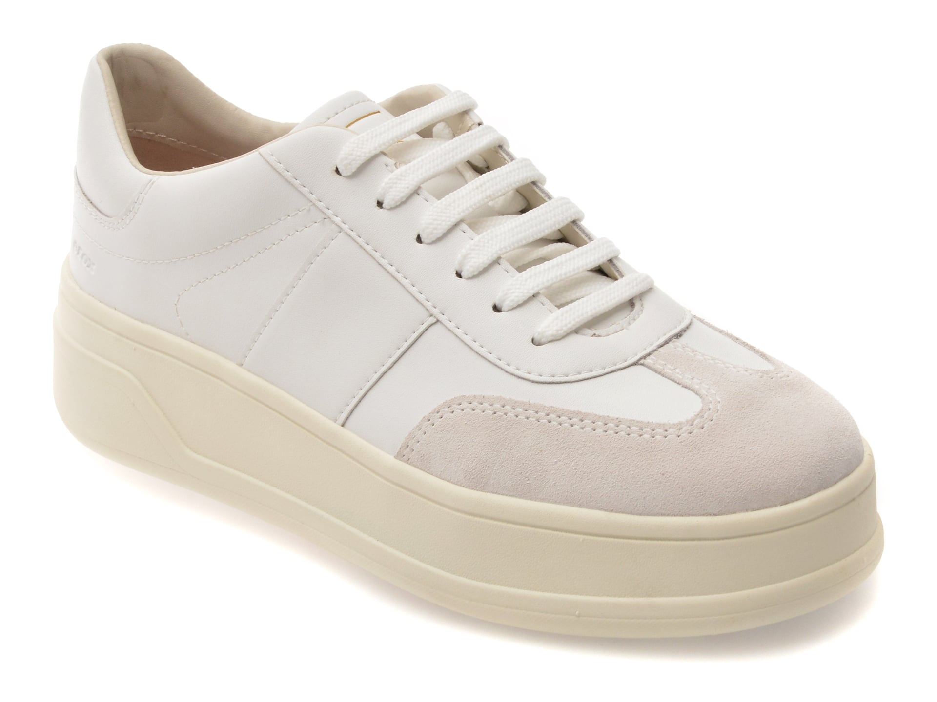 Pantofi sport Geox D65WVA albi, piele naturală