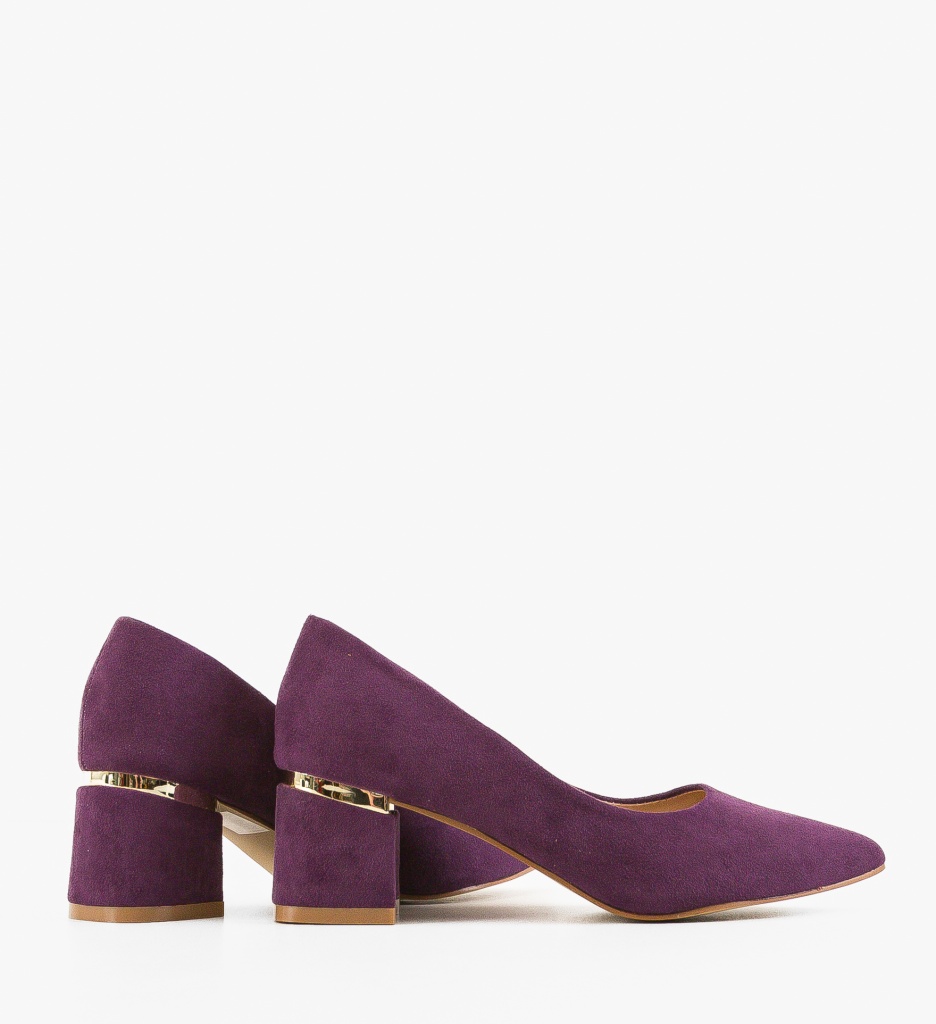 Pantofi dama Hazmelo Mov cu toc elegant - imagine 4