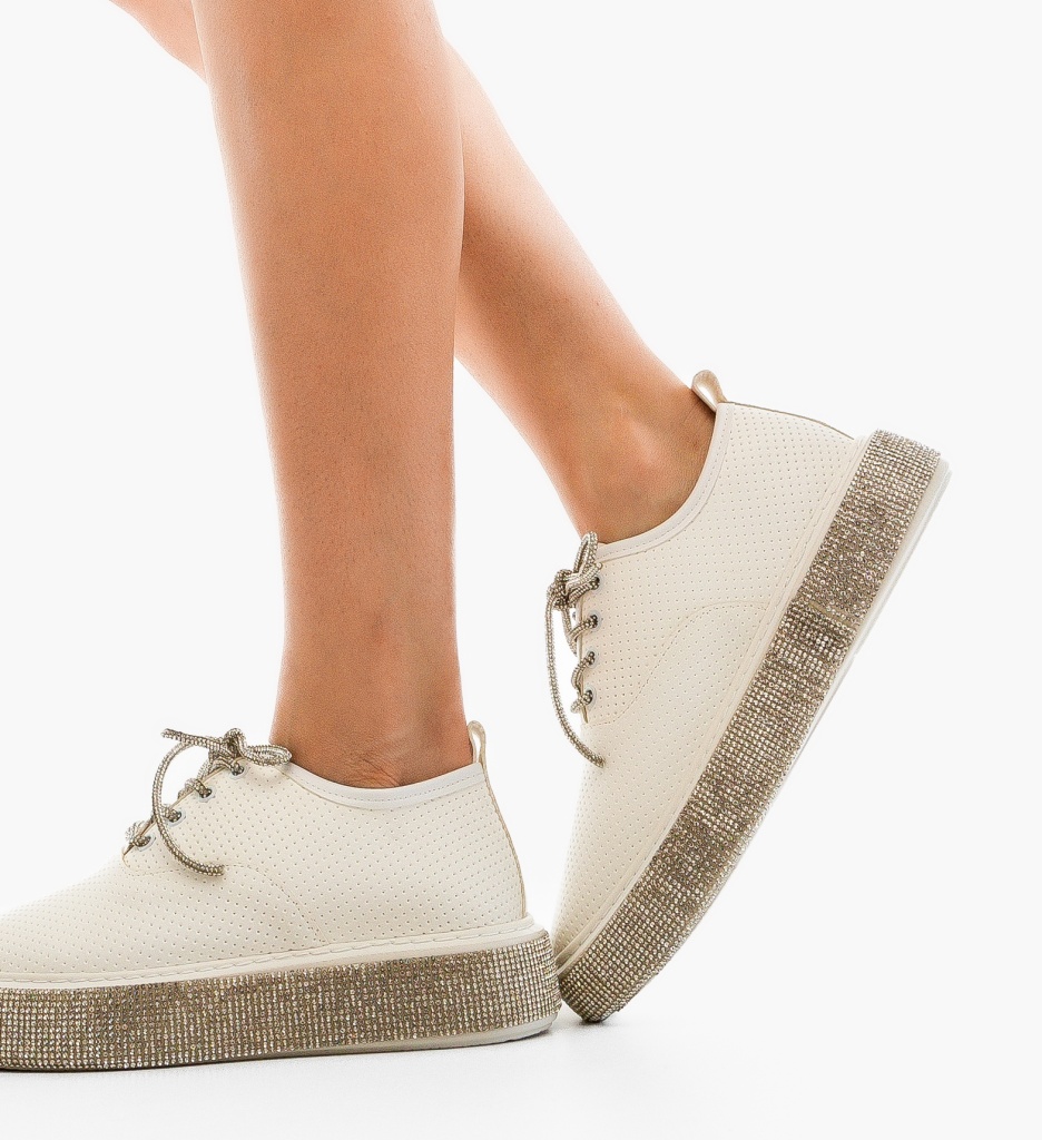Sneakers Dama Albi Comozi si Stilati