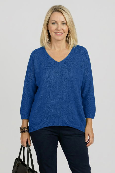 Pulover Pufos Albastru cu Maneci Fluture | Shopika