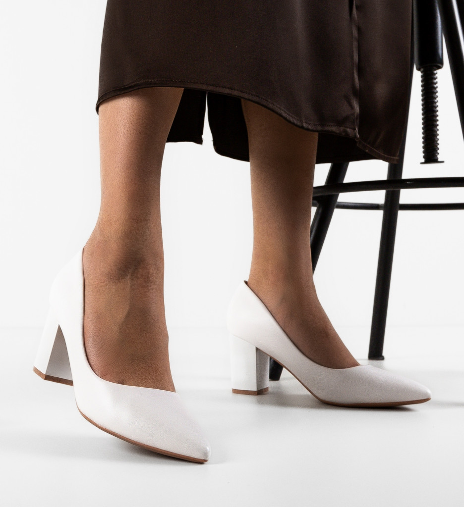 Pantofi cu Toc Mylkay Albi | Eleganță și Stil - imagine 3