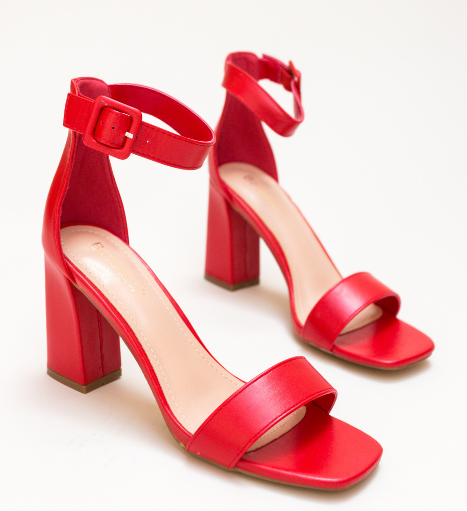 Sandale Gingero Rosii cu Toc Elegante - imagine 5