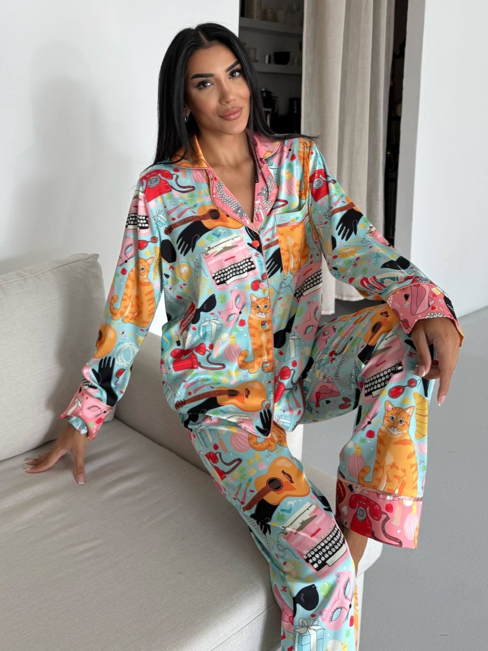 Set Pijama Dama 2 Bucati Delis, Multicolor - imagine 2