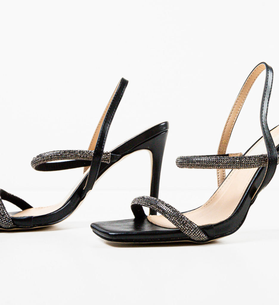 Sandale Myas cu Toc Elegante Negre - imagine 5