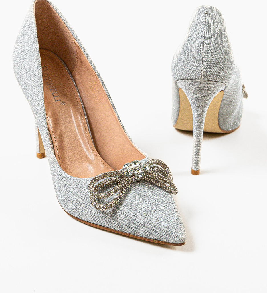 Pantofi Toc Sojak Argintii | Eleganță - imagine 5