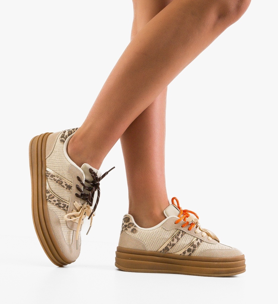 Sneakers Dama Boomby Bej - Confort Sport - imagine 5