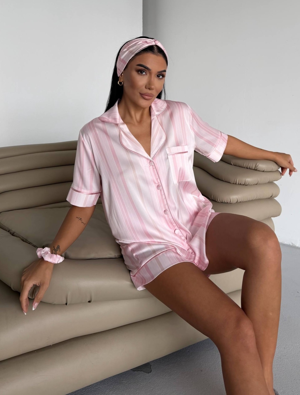Pijama Dama 2 Piese Roz Satin Mat | Delis - imagine 5