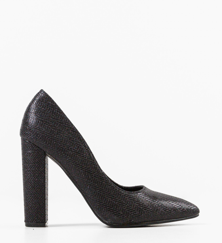 Pantofi Traci Negri eleganți cu toc înalt - imagine 5