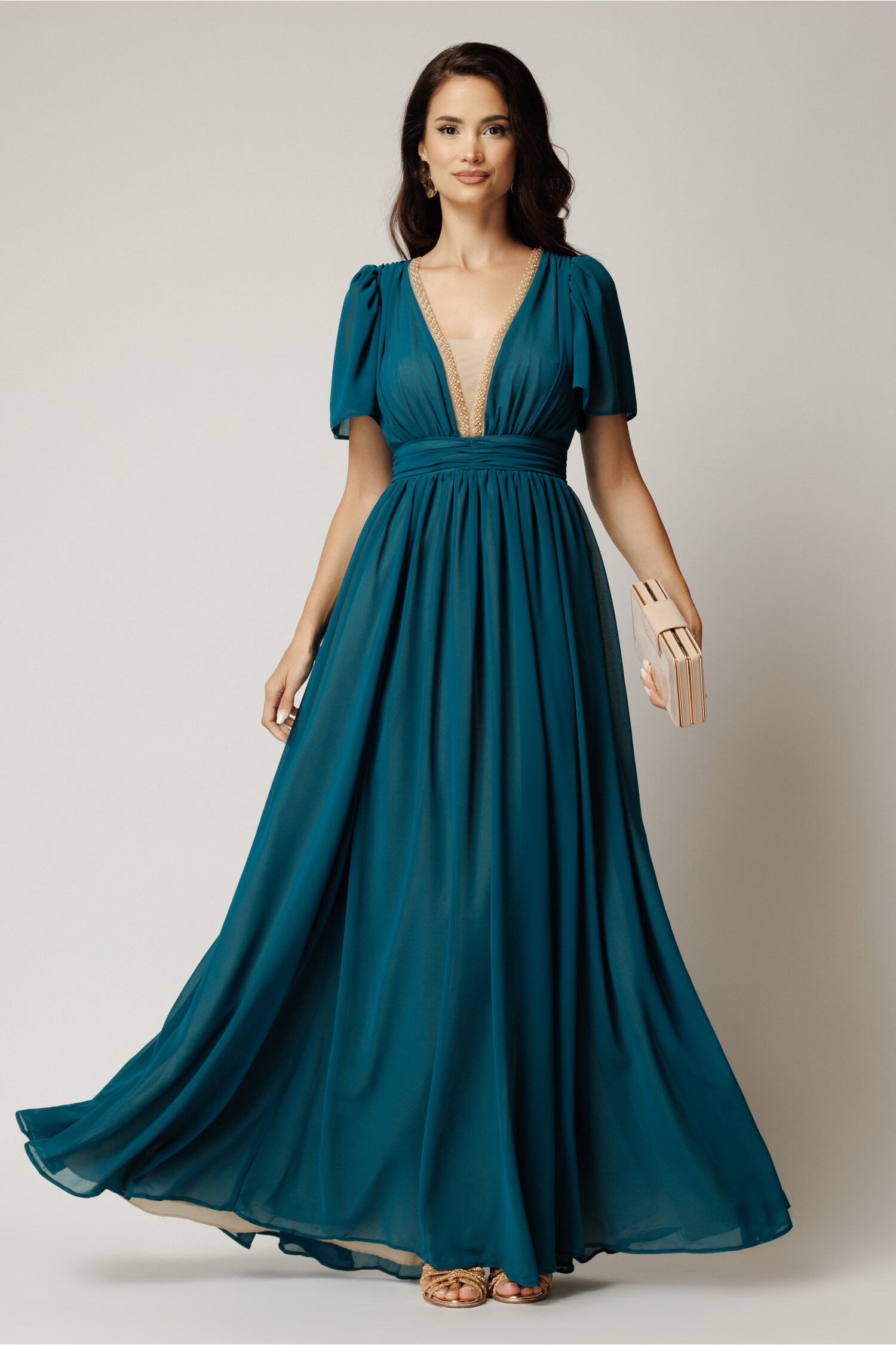 Rochie Lungă Turcoaz DY Fashion Elegantă