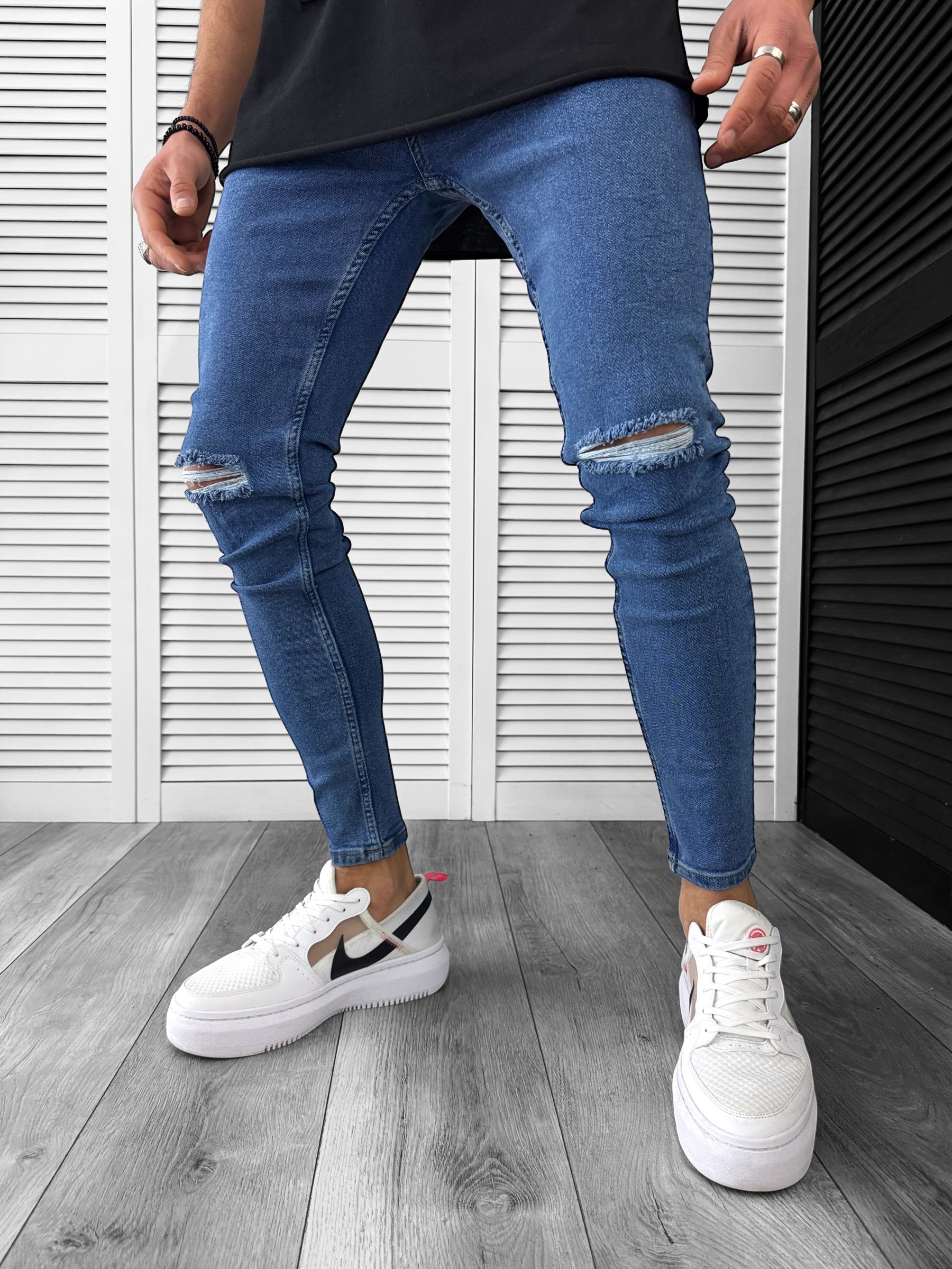 Blugi Barbati Conici Albastri - Stil Modern