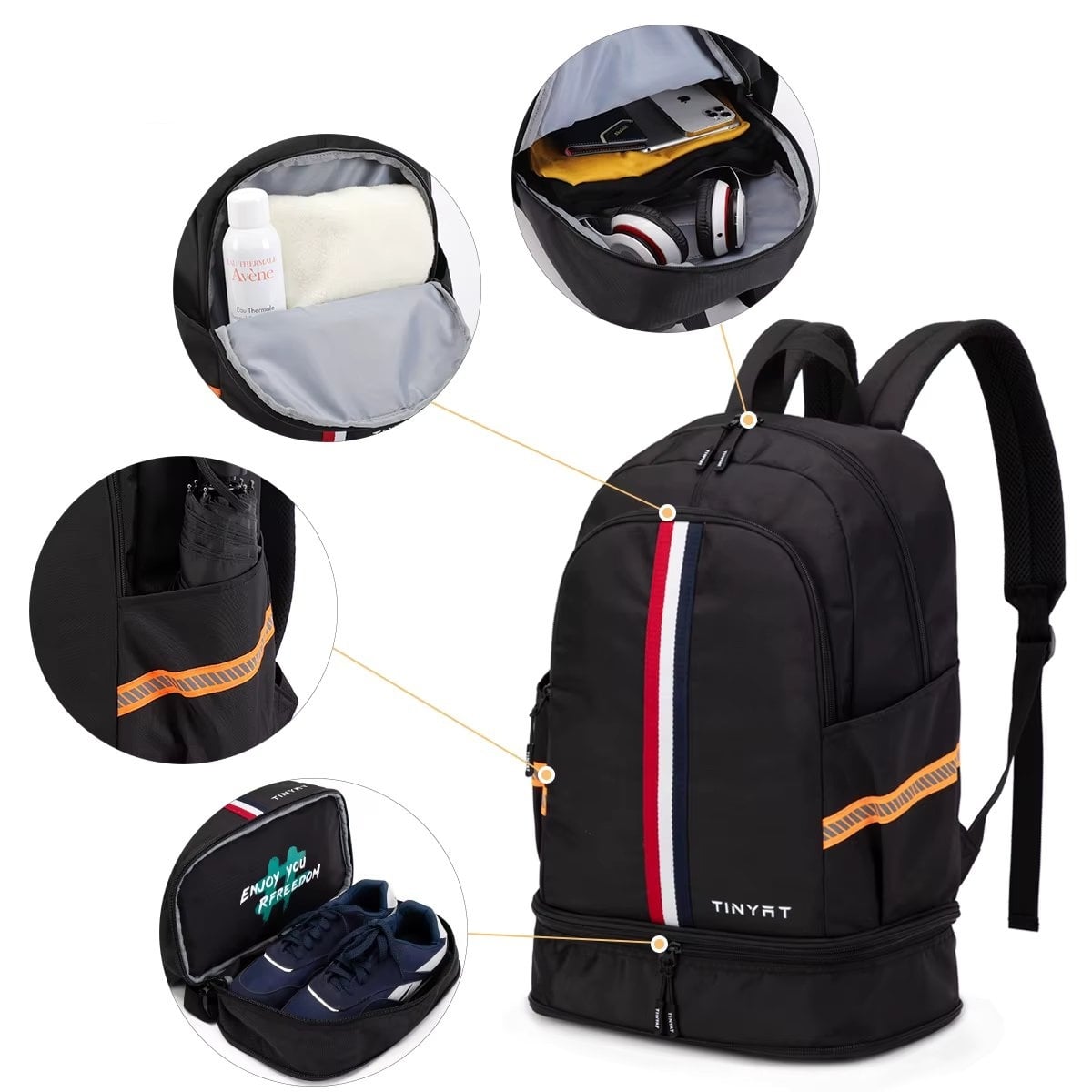 Rucsac Pliabil Picadili cu Port USB, Negru - imagine 2
