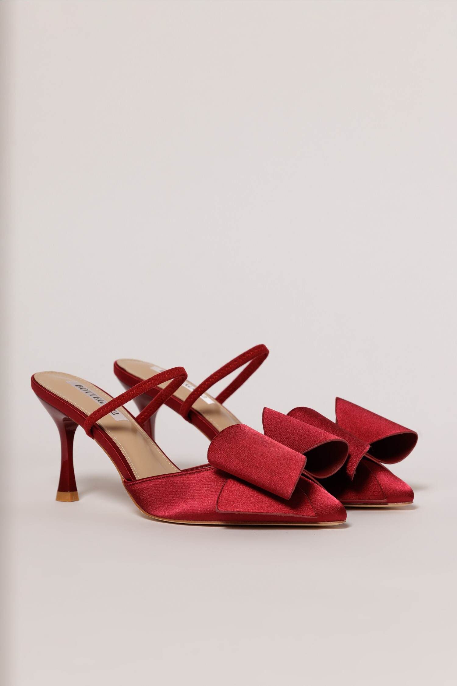 Pantofi Satin Burgundy cu Funda, 8 cm