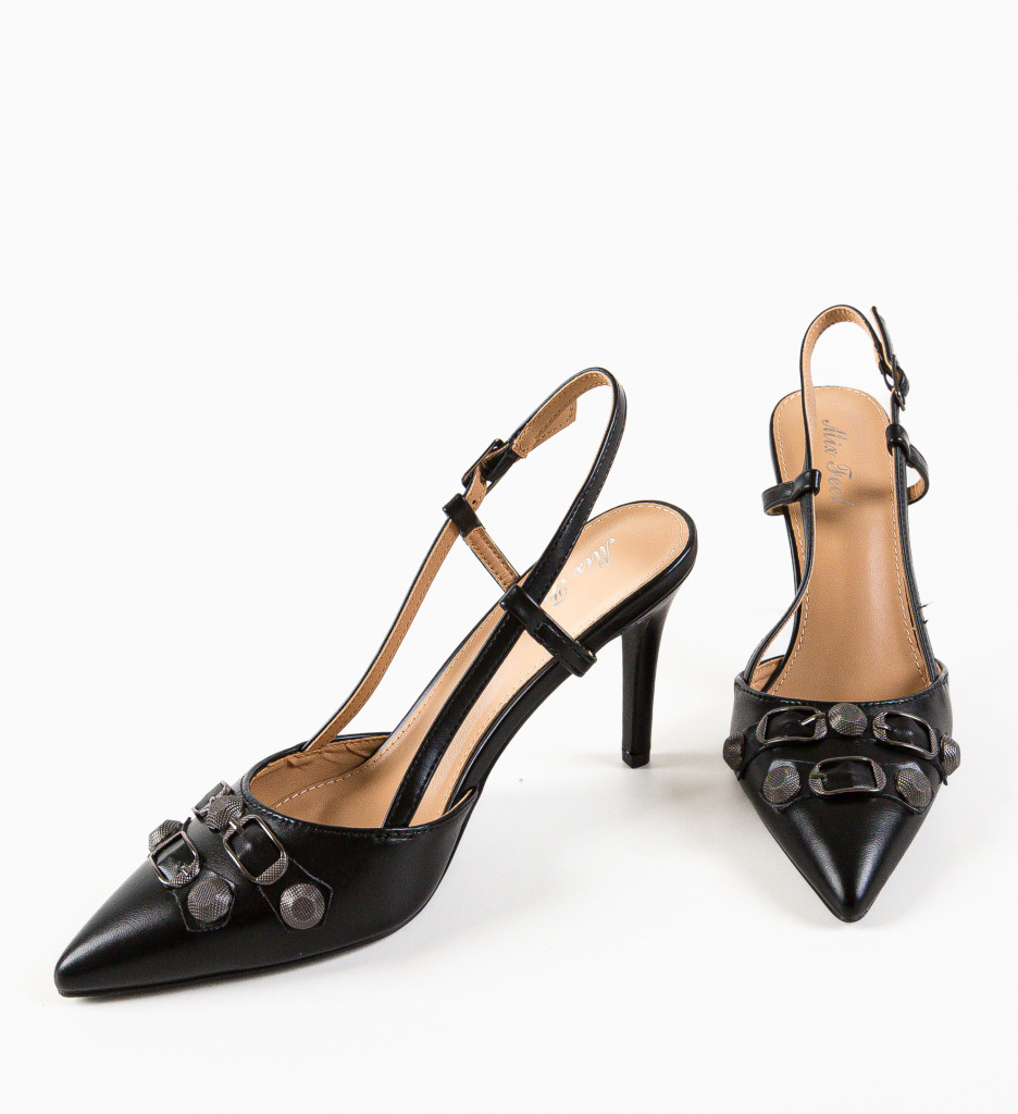 Pantofi Angu Negri | Toc Eleganți și Confortabili