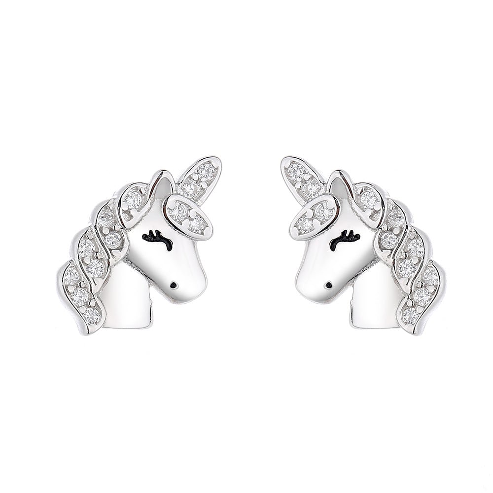 Cercei Argint Unicorn Delis JW811 Placati Rodiu