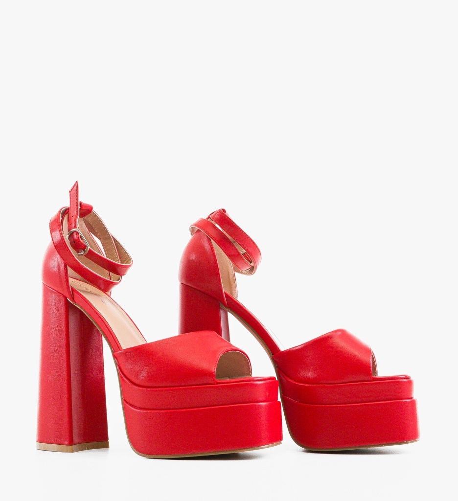 Sandale Dama Tidis Rosii Elegante cu Toc - imagine 3