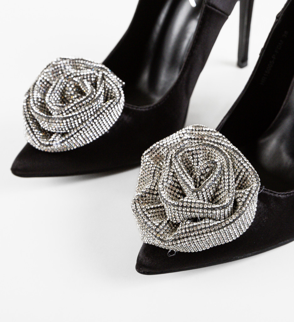 Pantofi Eleganți cu Toc Brany Negri - imagine 7