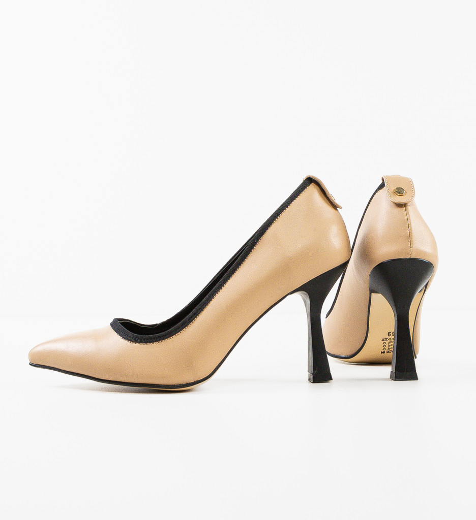 Pantofi Vehy Bej Eleganți cu Toc - imagine 7