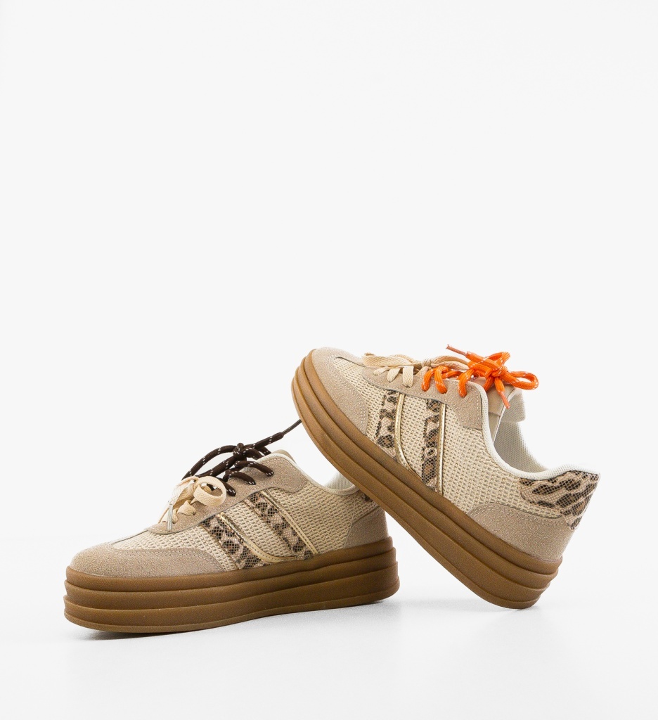 Sneakers Dama Boomby Bej - Confort Sport - imagine 4