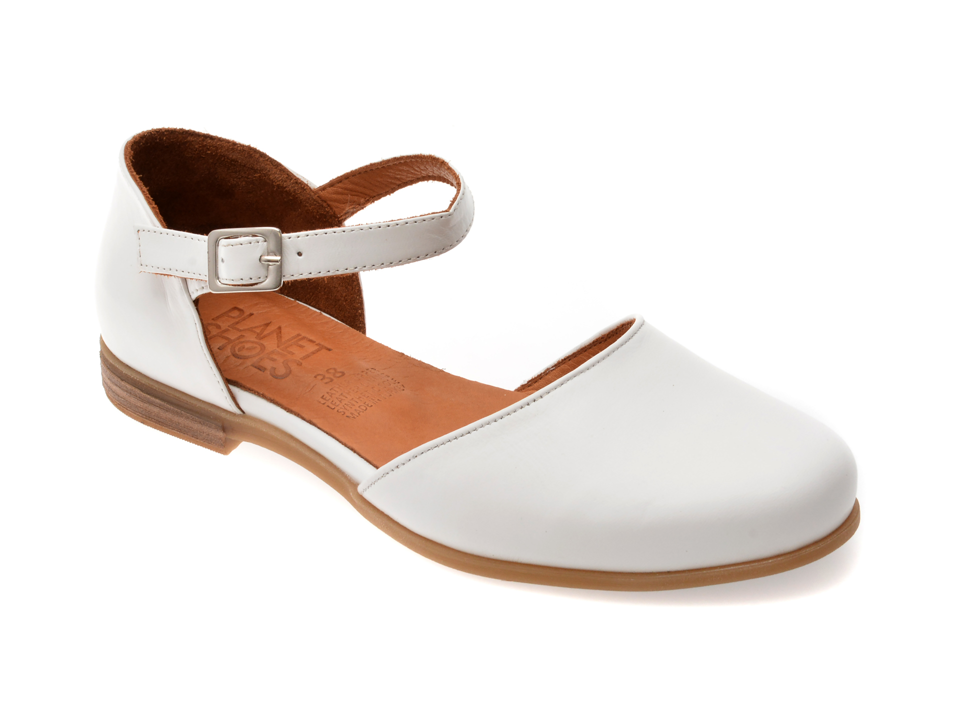 Pantofi Planet albi | Confort din Piele Naturală