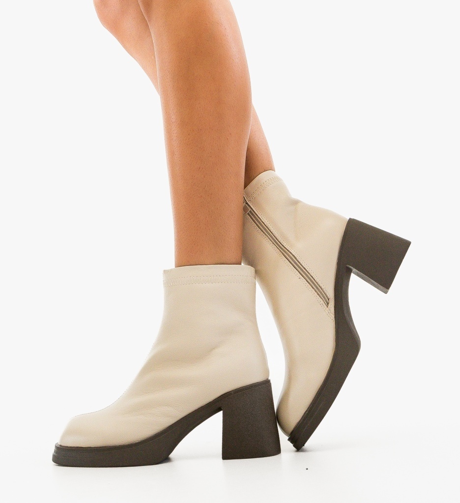 Botine Dama Tafta Bej - Stil Refined si Versatil - imagine 2