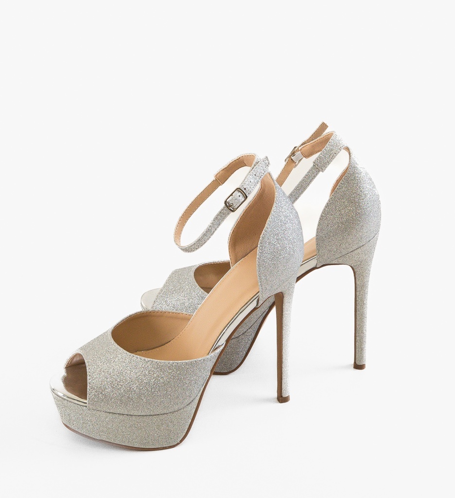 Sandale cu toc Golena Argintii | Eleganță Maxima - imagine 6