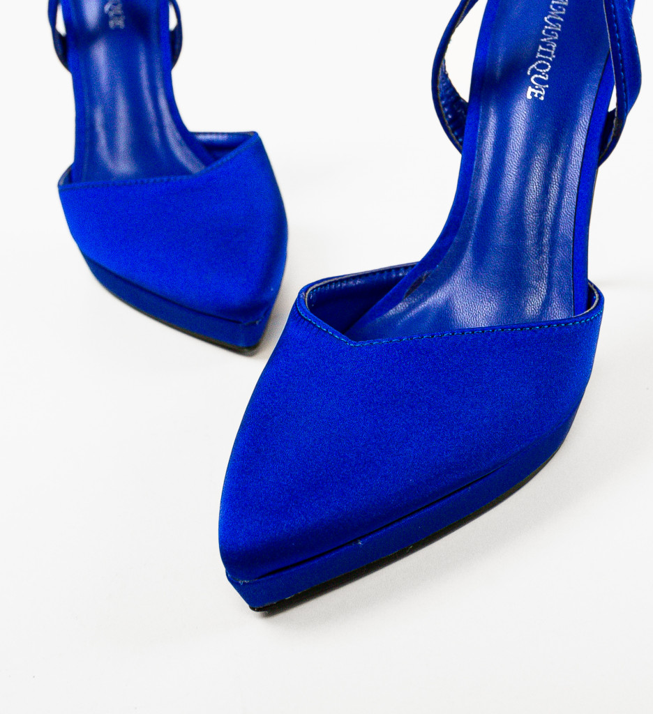 Pantofi Sisel Albastri Eleganți cu Toc - imagine 5