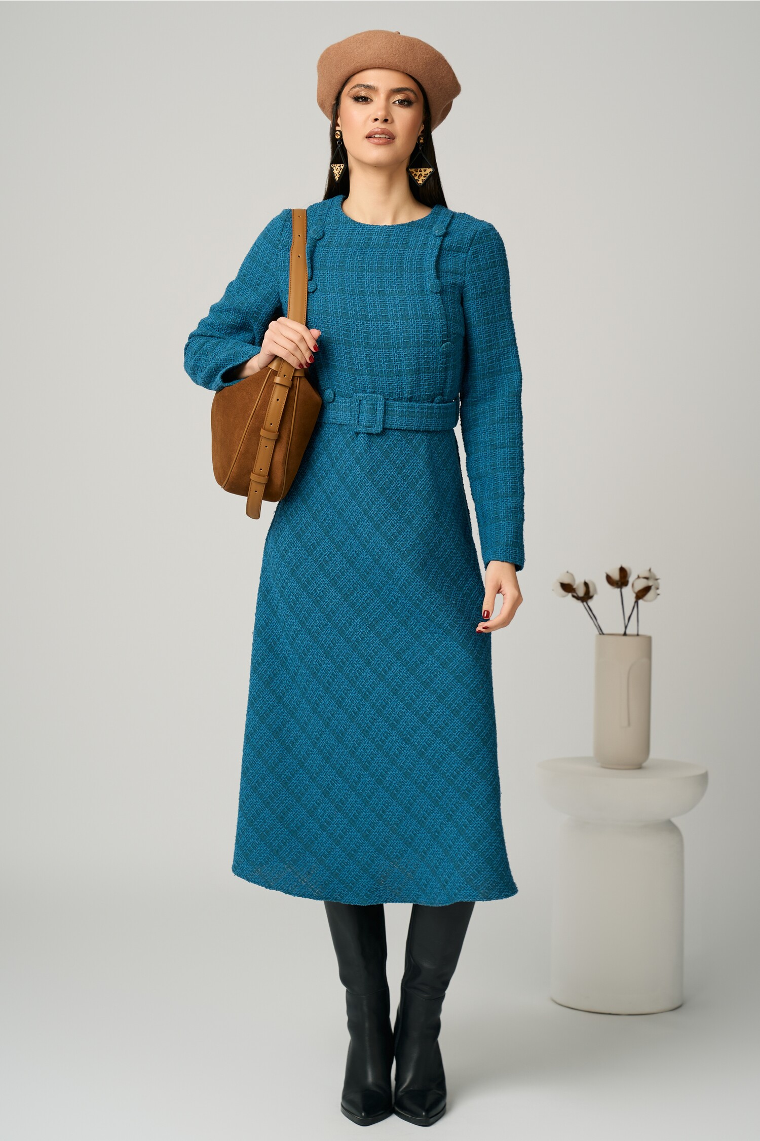 Rochie Office Eleganta Turcoaz | DY Fashion