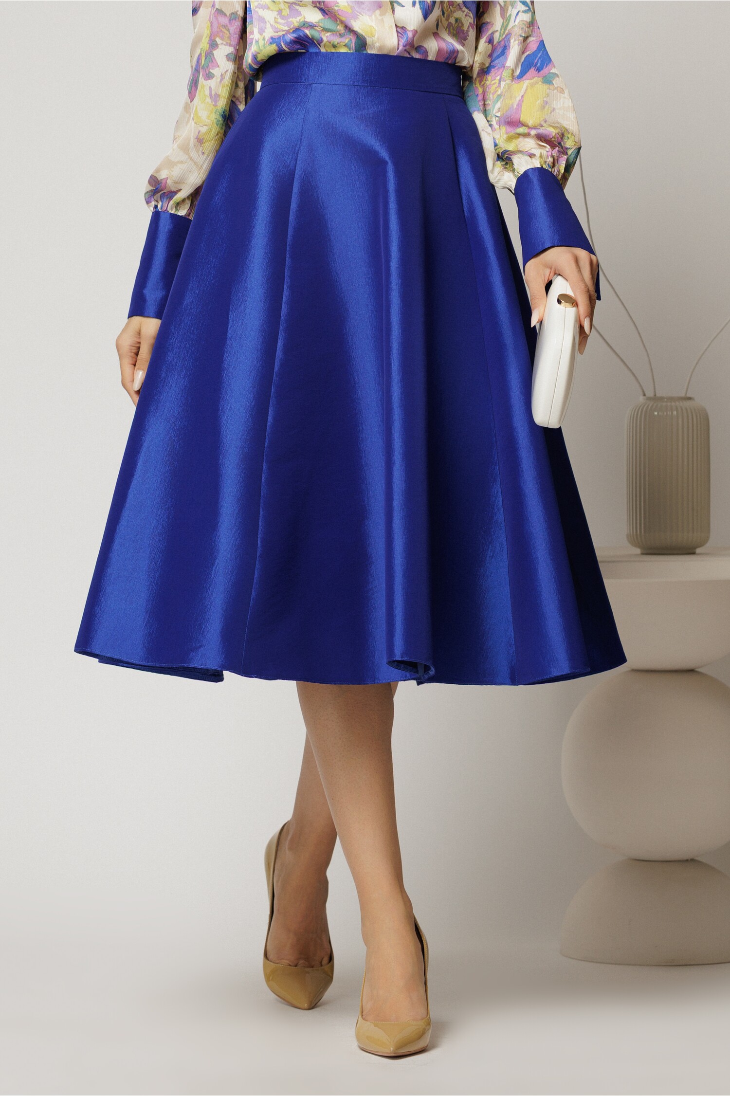 Fustă Taftă Albastru Indigo Clos DY Fashion