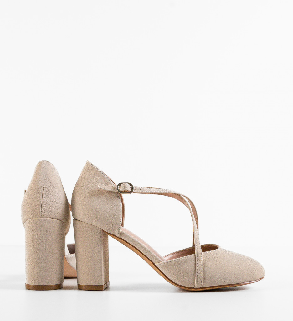 Pantofi Enora Bej cu Toc Eleganți - imagine 4