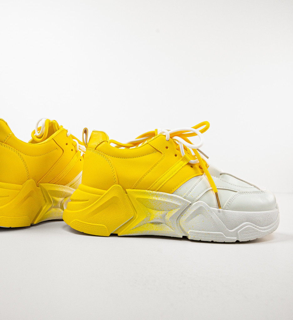 Sneakers Dama Double Galbeni Confort și Stil - imagine 6