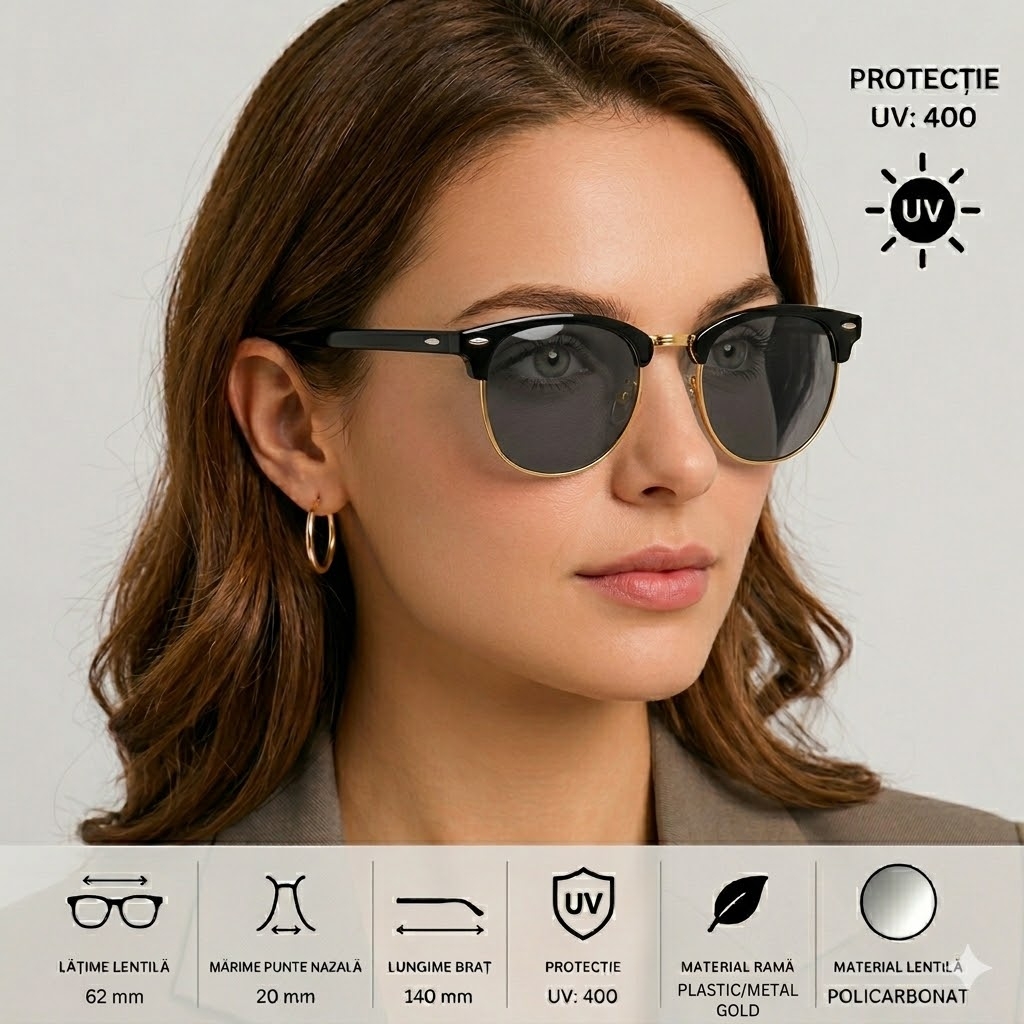 Ochelari Soare Picadili UV400 Negru/Auriu - imagine 2