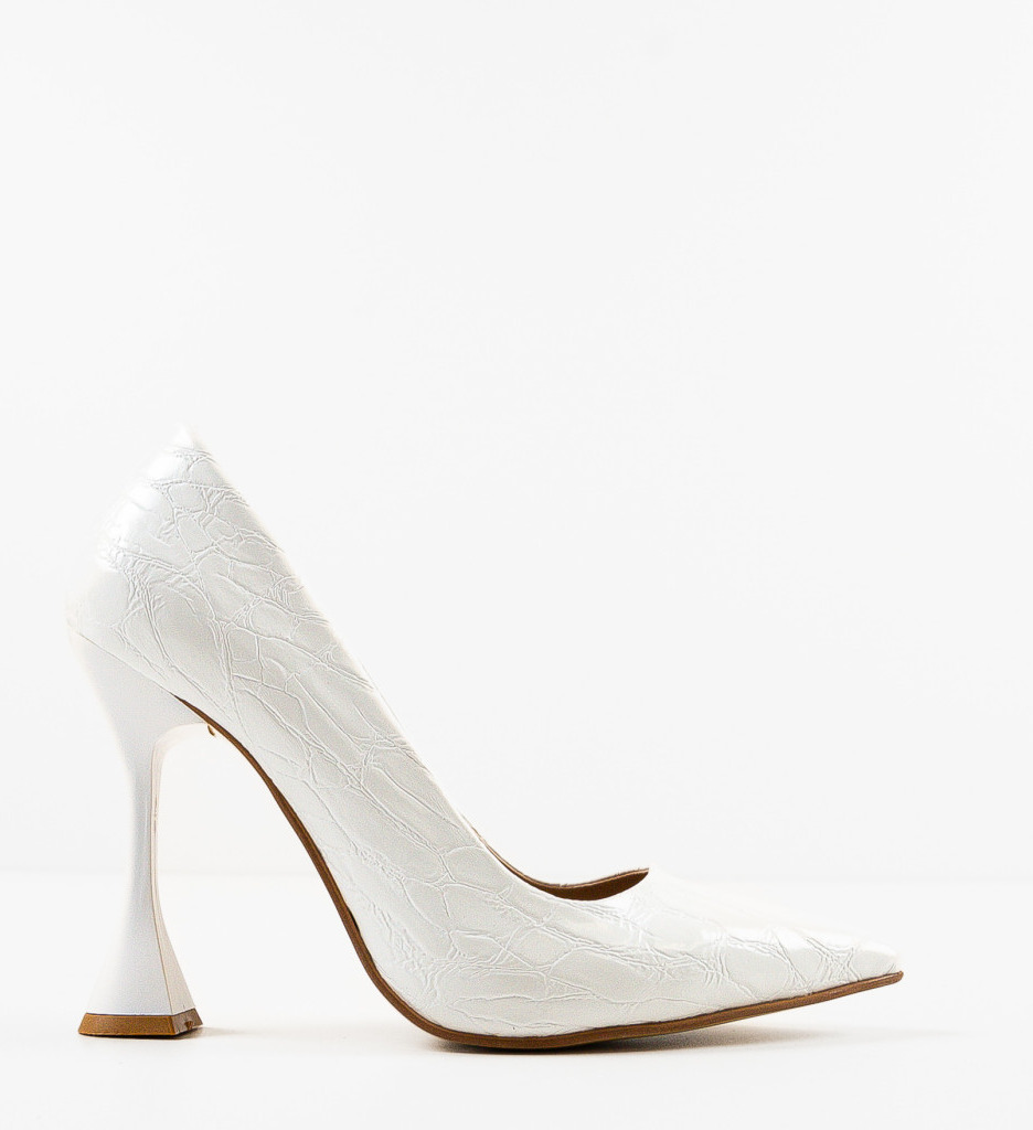 Pantofi cu Toc Rimo Albi | Eleganță și Stil - imagine 4