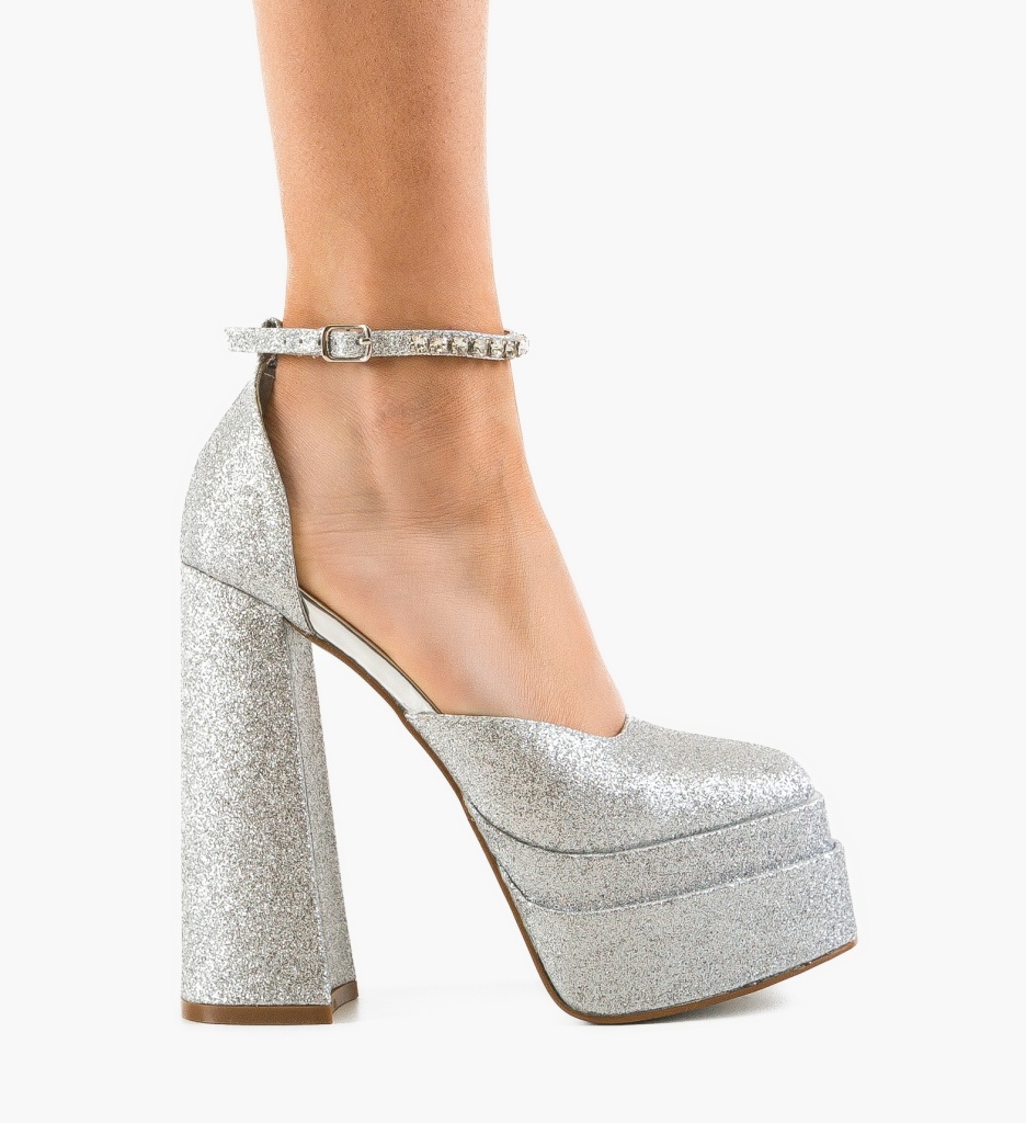 Pantofi Vestrok Argintii cu Toc Eleganti - imagine 3