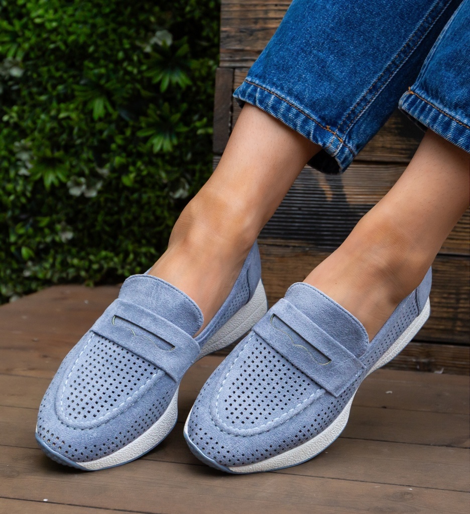 Pantofi Casual Dămă Albaștri Confortabili - imagine 4