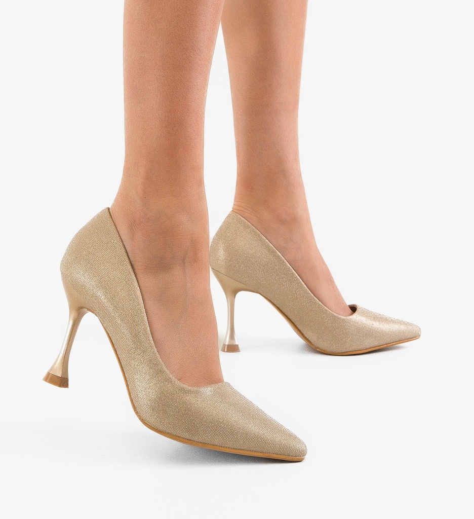 Pantofi Everly Aurii cu Toc Elegant - Stil Refined