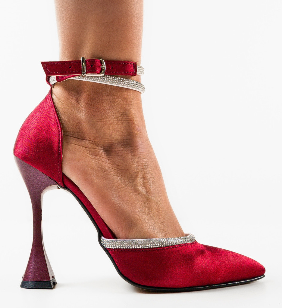 Pantofi dama Bark Grena cu toc elegant - imagine 5
